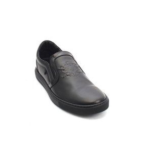 JOHN RICHMOND Black Leather Slip On Razor Belt Loafers JOHN RICHMOND Size 9.5 Black Leather Slip On Razor Belt  main image 3